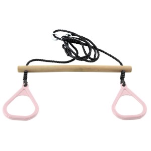 Houten ringtrapeze met kunststof ringen Pale pink