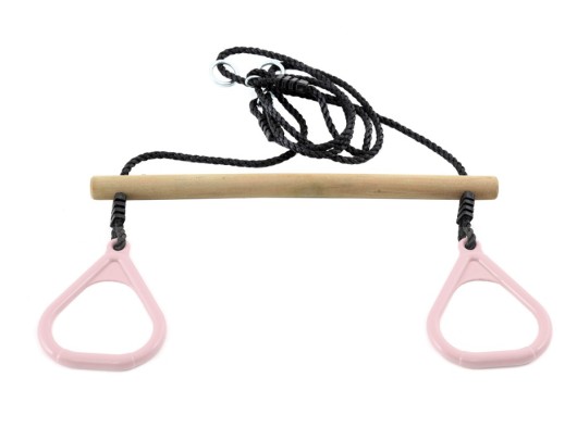 Houten ringtrapeze met kunststof ringen Pale pink