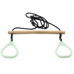 Houten ringtrapeze met kunststof ringen Pale green