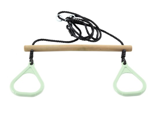 Houten ringtrapeze met kunststof ringen Pale green