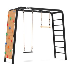 BERG PlayBase Medium TL met klimwand, trapeze en rubber schommelzitje 285x100x245cm