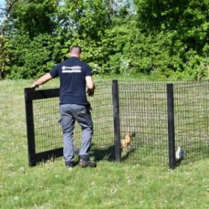 Dierenren met houten poortje van ca. 1 meter breed.