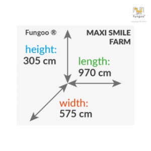 De afmetingen van de grote speelcombinatie Fungoo Smile Farm