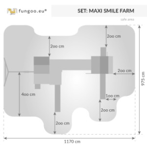 Verschillende afmetingen van de speelcombinatie Fungoo Smile Farm