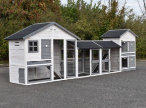 Kippenhok Holiday Medium White-Grey met 2 rennen en Double Medium 485x90x151cm