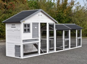 Kippenhok Holiday Medium White-Grey met 2 rennen 381x88x151cm
