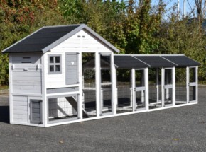 Kippenhok Holiday Medium white-grey met 3 rennen 478x88x151cm