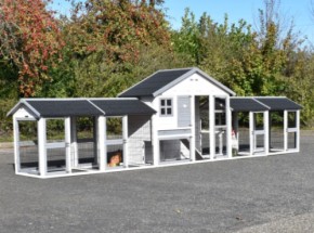 Kippenhok Holiday Medium white-grey met 4 rennen 567x88x151cm