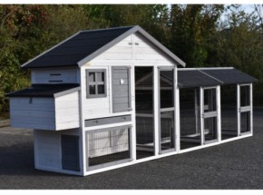 Kippenhok Holiday Medium white-grey met legnest en 2 rennen 401x88x151cm