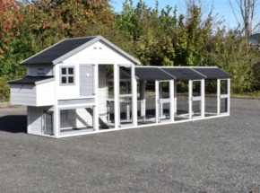 Kippenhok Holiday Medium white-grey met legnest en 3 rennen 498x88x151cm