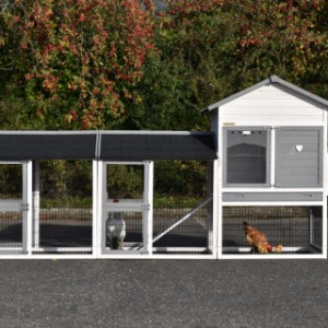 Kippenhok Prestige Medium is uitgebreid met 2 rennen Space Medium