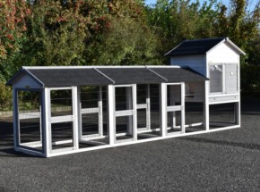 Kippenhok Prestige Medium White met 3 rennen 398x91x150cm