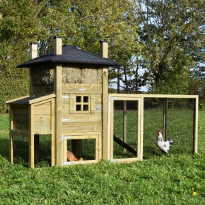 Kippenhok hooiberg Rosa met legnest en aanbouwren 300x114x180cm