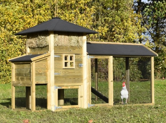 Kippenhok hooiberg Rosanne met legnest en overdekte ren 305x114x180cm