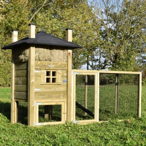 Konijnenhok hooiberg Rosa met aanbouwren