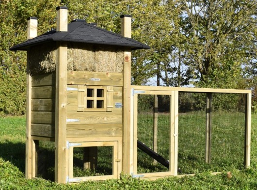 Konijnenhok hooiberg Rosa met aanbouwren