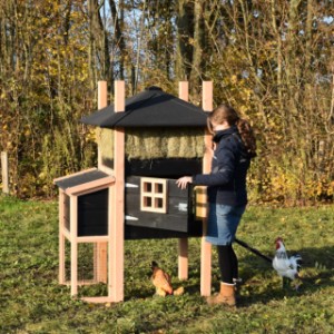 Het kippenhok Rosalynn is voorzien van een grote deur