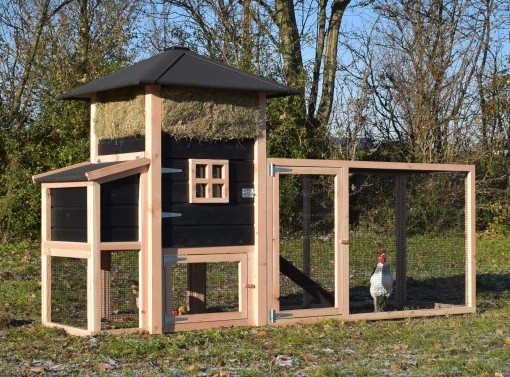 Kippenhok hooiberg Rosanne met legnest en aanbouwren 300x114x180cm