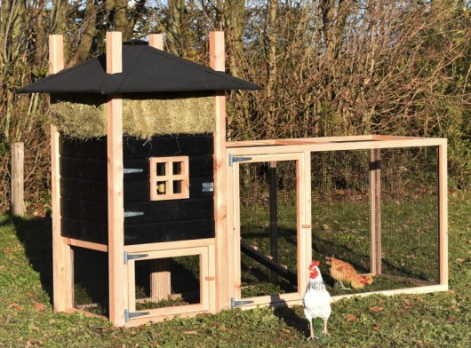 Kippenhok hooiberg Rosalynn met aanbouwren 278x114x180cm