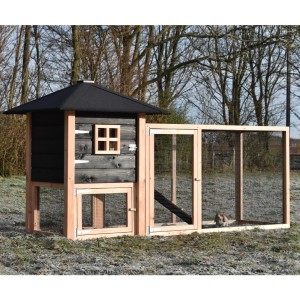 Konijnenhok Rosy met aanbouwren Douglas/zwart 272x114x145cm