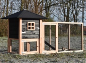Konijnenhok Rosy met aanbouwren Douglas/zwart 278x114x145cm
