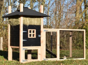 Konijnenhok hooiberg Rosalynn met aanbouwren Douglas/zwart 278x114x180cm