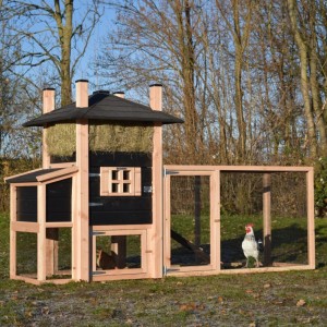 Kippenhok hooiberg Rosa met legnest en aanbouwren 299x114x180cm
