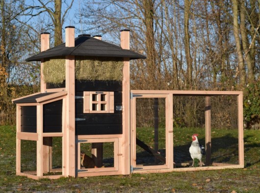 Kippenhok hooiberg Rosa met legnest en aanbouwren 299x114x180cm