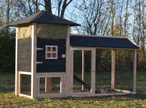 Konijnenhok hooiberg Rosanne met overdekte ren Douglas/zwart 283x114x180cm