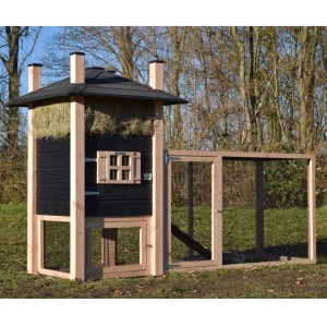 Konijnenhok hooiberg Rosa met aanbouwren Douglas/zwart 279x114x180cm