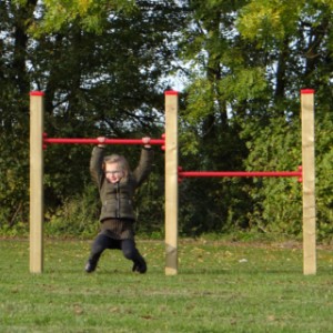 Dubbel duikelrek rood met 3 palen 200cm