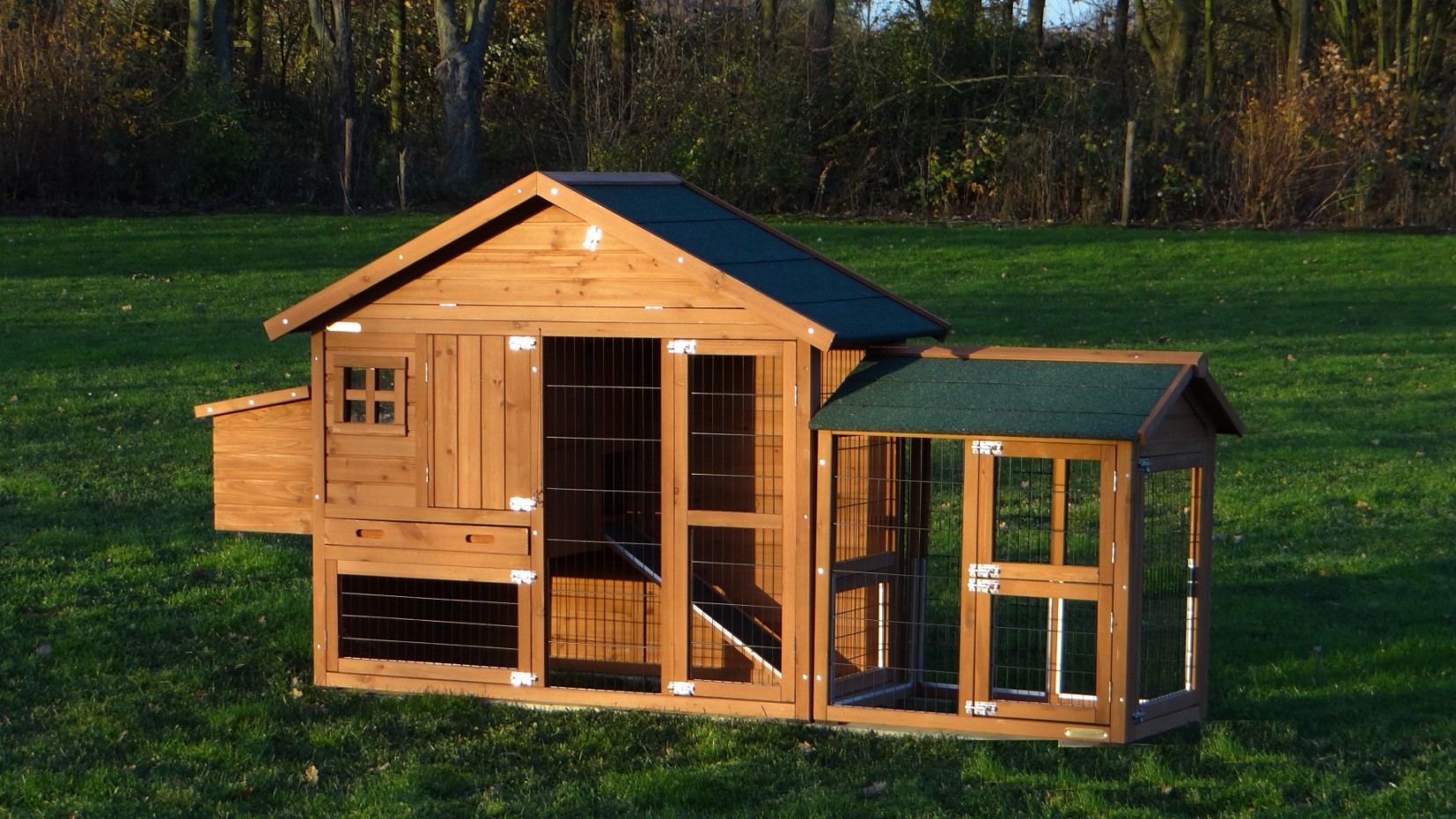 Kippenhok Holiday Small Met Extra Uitloopren 253x69x128cm