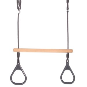 Houten ringtrapeze met kunststof ringen Antraciet • BR-touw