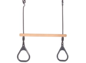 Houten ringtrapeze met kunststof ringen • Antraciet • BR-touw
