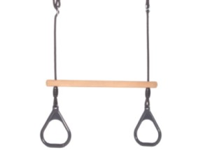 Houten ringtrapeze met kunststof ringen Antraciet • BR-touw