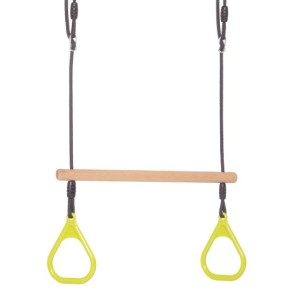 Houten ringtrapeze met kunststof ringen Limoengroen • BR-touw