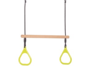 Houten ringtrapeze met kunststof ringen Limoengroen • BR-touw