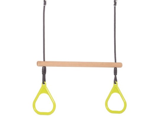 Houten ringtrapeze met kunststof ringen Limoengroen • BR-touw