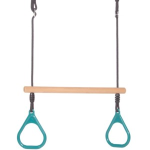 Houten ringtrapeze met kunststof ringen Turquoise • BR-touw