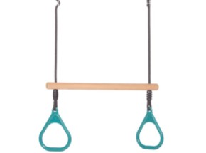 Houten ringtrapeze met kunststof ringen Turquoise • BR-touw