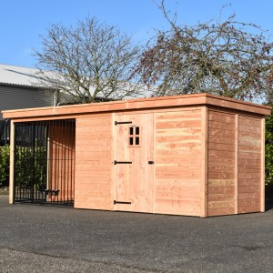 Hondenkennel Modul FORZ met nachthok en schuur 562x240x209cm