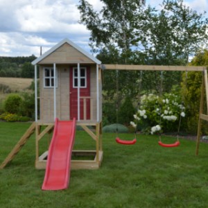Speelhuisje Nordic Adventure House met glijbaan en dubbele schommel schommel - plateauhoogte 90cm JoyPet