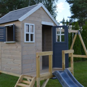 Speelhuisje My Lodge met glijbaan en dubbele schommel Grey - JoyPet