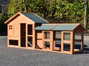 Konijnenhok Holiday Small met 2 rennen 302x73x128cm