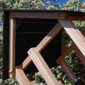 Speeltoestel Kiosk 150 + glijbaan & schommel op maat gezaagd hout Blue Rabbit - Douglas/zwart hout