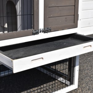 Kippenhok Prestige Small white met ren en legnest - schuiflade