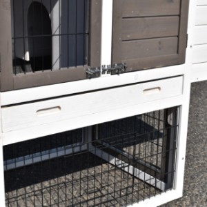 Kippenhok Prestige Small white met ren en legnest - schuiflade