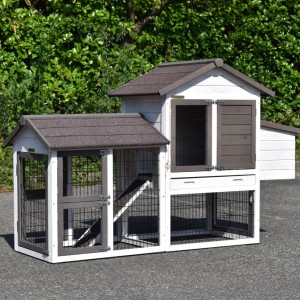 Kippenhok Prestige Small white met ren en legnest 191x72x122cm