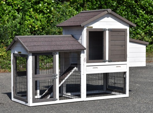 Kippenhok Prestige Small white met ren en legnest 191x72x122cm