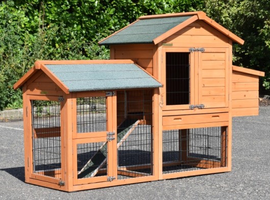 Konijnenhok Prestige Small redbrown met ren en nestkast 191x72x122cm